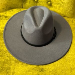 Gray brim hat